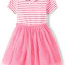 Gymboree Girls' and Toddler Short Sleeve Tutu Dresses (4T, Pink Striped)