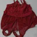 Women Lingerie Sheer Lace Mini Babydoll Teddy Sexy Bodysuit Backless Sleepwear (XX-Large, Wine Red)