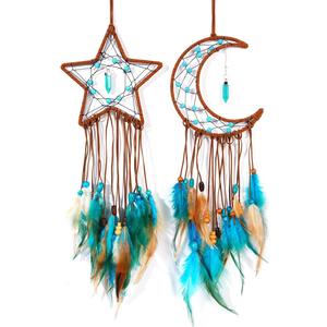 MEXIDAWN 2 Pack DIY Feather Dream Catcher Kits Turquoise Wall Hanging Boho Decor Handmade Dream Catcher for Adults