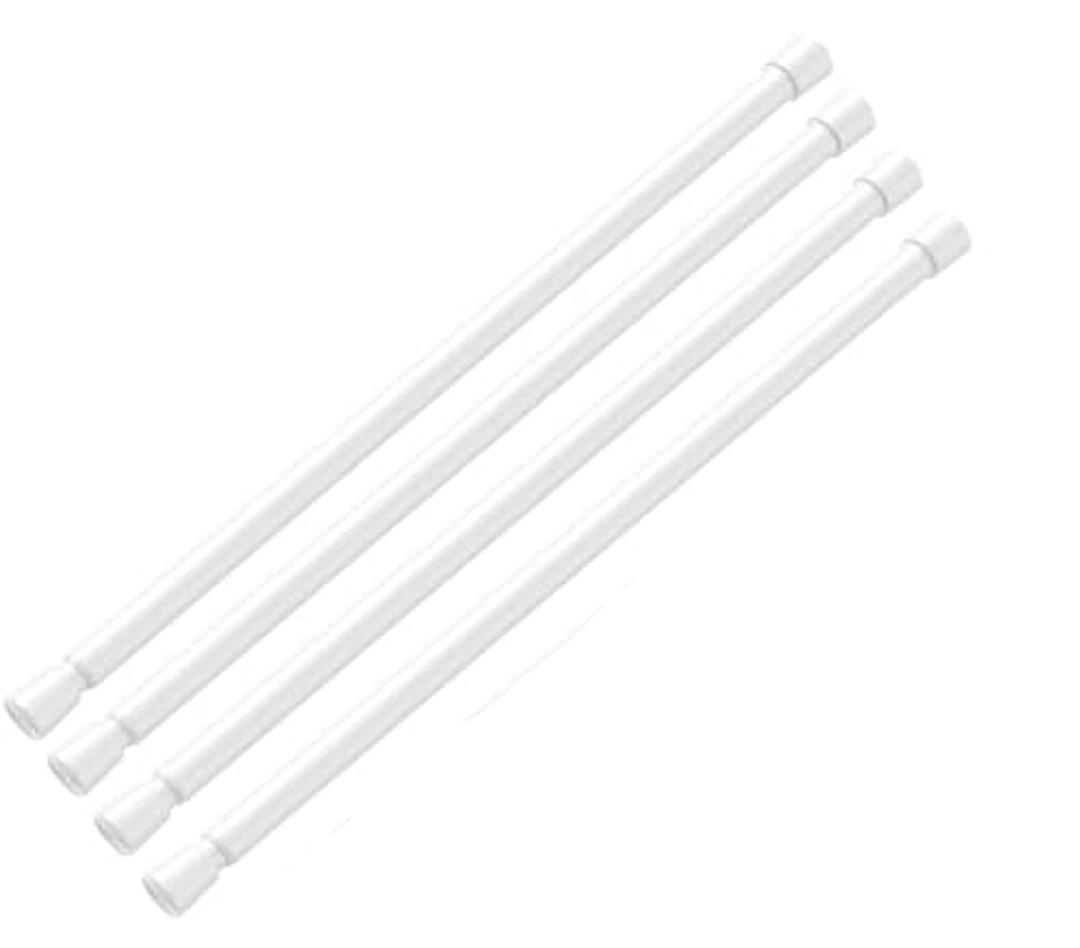 AIZESI Spring Tension Rods Adjustable Tension Curtain Rod Small Tension Rod No Drilling Expandable Spring Loaded Curtain Tension Rod（White,18" to 28"-4Pcs)