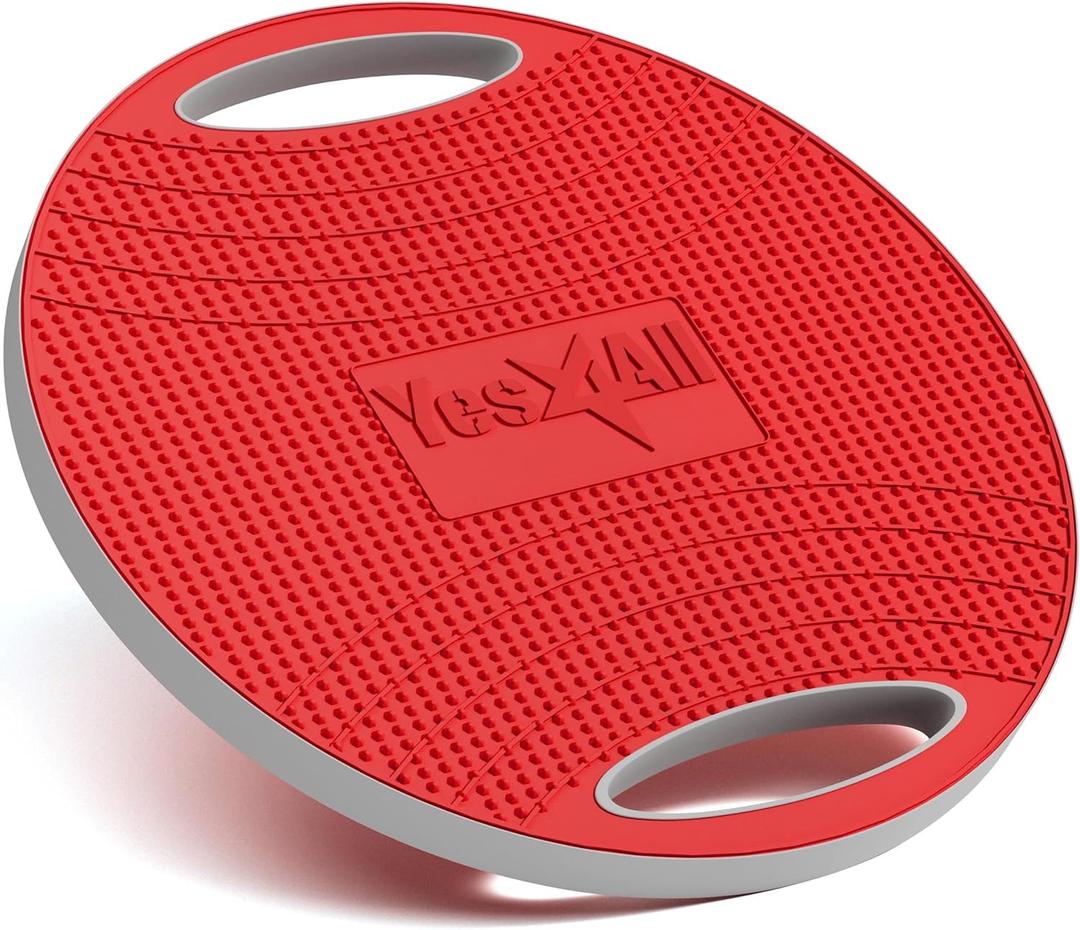 Yes4All Upgraded Wobble Balance Board, 16.34" TPE Non-slip, Stability Board for Home Gym, Standing Desk & Physical Therapy (Red/Gray)