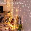 echosari 300 LED Curtain Lights Battery Operated, 9.8ft9.8ft Hanging Light with Remote Timer Fairy Curtain Lights for Bedroom Patio Wedding Backdrop Party Decor (Warm White)