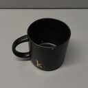 COLLECTIVE HOME - Black Monogram Ceramic Mugs, 15 oz Golden Initial Coffee Cups, Elegant Alphabet Tea Mugs, Personalized Halloween Mug with Gift Box, Perfect for Office and Home Dcor (k)