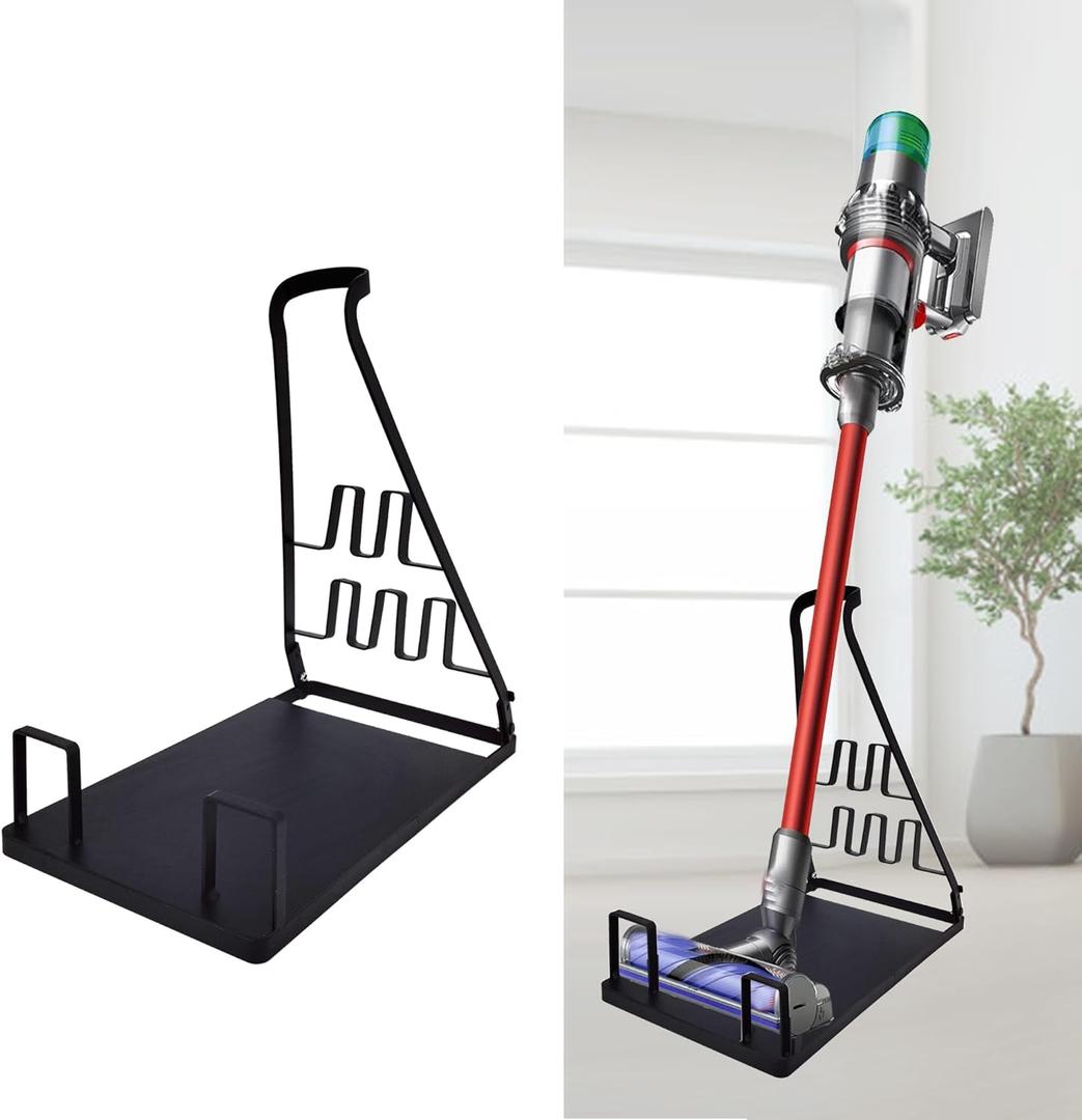 No Installation Required-Vacuum Stand,Storage Stand Docking Station Holder,Stable Metal Storage Bracket Stand Holder,Compatible with Dyson, Eureka,Tineco and Most Stick Vacuum (Black)