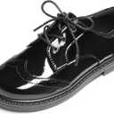 DREAM PAIRS Boys Girls Dress Shoes Kids School Uniform Formal Casual Oxfords for Toddler Little Kid (Black-pat), Size 1 Little kid