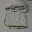 Great Bay Home Floral Striped Microfiber Reversible Quilt Set With Shams (Twin, Linear Floral Green)