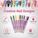 12 Colors Nail Art Pens Set, Nail Art Markers Nail Polish Pens for 3D Drawing Painting Liner Brush for DIY Nail Art Beauty Adorn Manicure Tools (Purple)