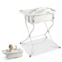 Baby Bathtub with Stand,Collapsible Infant Bath Tub | Large Capacity Newborn Toddler Shower with Thermometer & Soft Cushion for Baby 0 to 36 Months