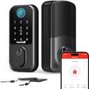 Keyless Entry Wi-Fi Smart Lock: Hornbill Fingerprint Lock for Exterior Doors, Biometric Smart Deadbolt Locks for Front Door, Keypad Deadbolt with Auto-Lock for Rentals Home, Matte Black