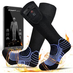 Dr.Warm Heated Socks with APP Remote Control, 3000mAh 7.4V Rechargeable Battery Heating Socks for Men Women, Winter Foot Warmer for Hunting Ice Fishing Camping Hiking Skiing (Medium)