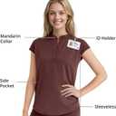 Scrubs for Women Set Soft Sleeveless Stand-Up Collar Scrub Top & Straight Leg Scrub Pant, 9 Pockets, Yoga Waistband (Brown, M)