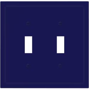 Royal Navy Blue Decorative 2 Gang Double Toggle Light Switch Cover Mid Size Outlet Wall Plate Electrical Dual Device Switch Faceplate