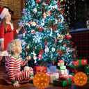 Christmas Lights Ball 5.5" Outdoor Hanging Sphere Lights 50 LED Orb Orange Starlight Sphere for Tree Porch Bedroom Christmas Decorations, Orange