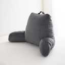 Reading Pillow Bed Adult Large,Back Rest Pillow with Arms, Pockets and Washable Cover,Reading & Rest Pillows Grey Back Pillow for Bed(Grey)