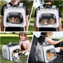 Innovative Traveler Backpack Pet Carriers Cat Backpack with Breathable Mesh Puppy Travel Carrier with Soft Padded Reinforced Support Foldable Small Dog Carrying Backpack for Kitty up to 15lbs (Grey)