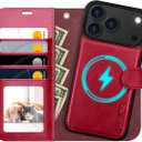 OCASE for iPhone 17 Pro Max Detachable Wallet Case with Card Holder, 2 in 1 PU Leather Flip Folio with RFID Blocking Stand Wrist Strap Shockproof Phone Cover 6.9 Inch 2025, Red