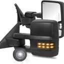 2PCS Black Towing Mirrors Power Heated Compatible for 2019 2020 2021 2022 Ram 2500 3500 w/Turn lightPuddle light, BSM