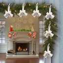 2 x Christmas Sliver Metal Jingle Bells with White Bow and Marry Christmas Pendant Vintage Xmas Tree Hanging Ornament for Holiday Home Winter Decoration