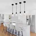 3 Pack Black Pendant Lights Kitchen Island, Modern Glass Pendant Lighting Over Island Kitchen Hanging Bathroom Ceiling Light Fixtures Adjustable Pendant Lights for Dining Room Hallway Bedroom