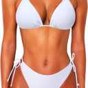 OZICERD 2 Piece Bikini Sets for Women Halter Triangle Bikini Tops Brazilian String Swimsuit Full Coverage Bottom Bathing Suit (Large)
