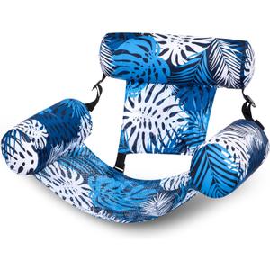 Sloosh Pool Floats Chairs Adult,Inflatable Pool Lounge,Plant Pattern Floating Mat Hammock,Blow up Water Chairs Noodles rafts for Party Summer Water Beach Fun