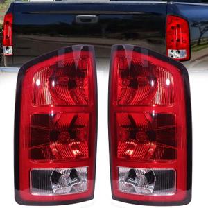 Tail Light Assembly Compatible with 2002 2003 2004 2005 2006 Dodge Ram1500 2500 3500 Taillight Signal Brake Lamp with Bulbs and Harness