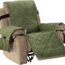 H.VERSAILTEX Thick Velvet Quilted Recliner Covers for Recliner Chair Covers Reclining Chair Slipcover Recliner Couch Cover with Non Slip Backing and Wider Elastic Strap (Recliner, Loden)