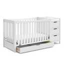 Graco Remi 4-in-1 Convertible Crib & Changer (White)  GREENGUARD Gold Certified, Fits Standard Crib Mattress, Converts to Toddler Bed and Full Bed, 4 Adjustable Mattress Heights