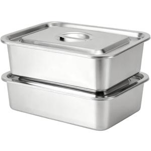 4 Inch Deep Lasagna Pan with Lid, 2 Pack 7.4QT Stainless Steel Baking Pan with Lid, Roasting Pans with Lid, Rectangle Baking Sheet for Oven