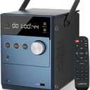 LONPOO Portable Boombox CD Player 20W Compact disc Players  Rechargeable Battery, Bluetooth 5.3 FM Radio, USB, AUX Input MIC & Earphone Port, Remote Control 608 Blue