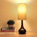 Touch Table Lamp for Nightstand, 3-Way Dimmable, Space Saving & No Assembly Required, Upgraded Small Farmhouse Black Bedside Lamp for Bedroom, Living Room, Office (Bulb Included)