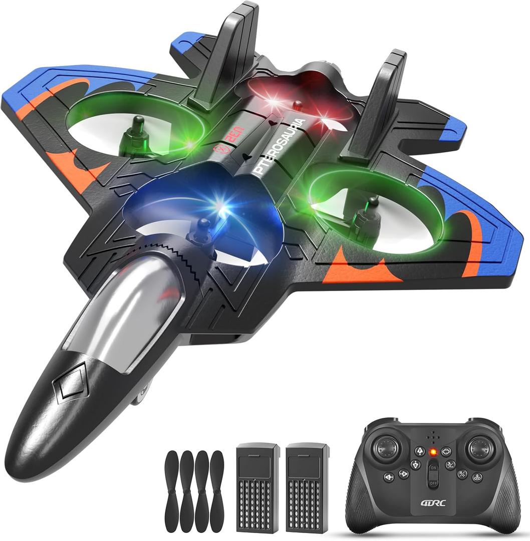 Foam Remote Control Airplanes RC Planes for Kids Adults, RC Airplane Fighter Jet with Light, 360 Flip Fighter Jet Toys, Stunt Roll, Airplane Toy Gifts for Kids Boys
