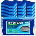 AIDEA Non Scratch Scrub Sponge, 24Count, Sponges for Dishes, Sponges Kitchen, Cleaning Sponge, Cleans Fast Without Scratching, Stands Up to Stuck-on Grime, Cleaning Power for Everyday Jobs (Blue)