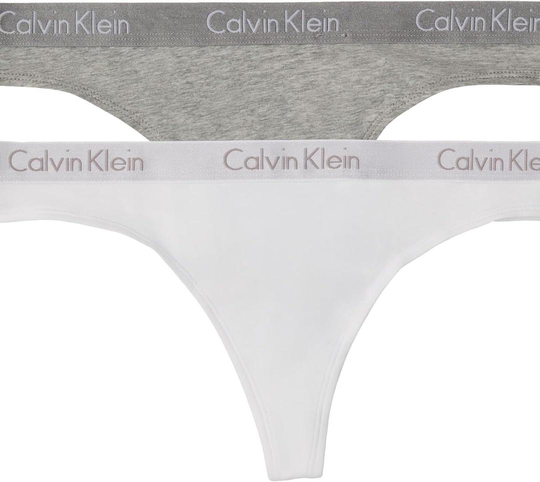 Calvin Klein Women's Motive Cotton Multipack Thong Panty (Grey Heather/White), Small