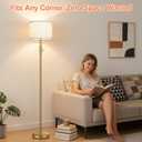 Upgraded Dimmable Gold Floor Lamps for Living Room, 9W LED Bulb Included, Modern Standing Lamp with White Lamp Shade, Tall Pole Light for Bedroom Reading Office Corner Nursery