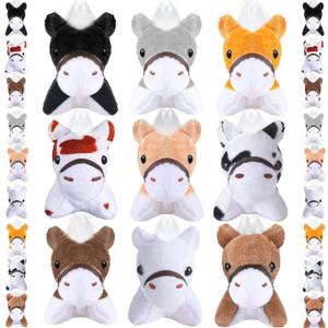 Hungdao 36 Pcs Horse Plush Stuffed Animals Bulk 3.15 Inch Cattle Horse Party Favors Realistic Stuffed Animals Stuffed Mini Plush Pets Toy for Farm Themed Birthday Party Gift Keychain