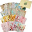 2 x Scrapbook Paper Set 60 Vintage Sheets with Mixed Paper Textures, Featuring Embossed Kraft and Lightweight Floral Designs for Journaling and DIY Crafts