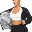 NINGMI Sauna Suit for Women Sweat Jackets Workout Shirt Long Sleeve Slimming Tops Zipper Body Shaper Fitness Gym Exercise