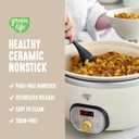 GreenLife 6QT Slow Cooker, Non-Toxic PFAS-Free Ceramic Nonstick Removable Interior Bowl, Programmable, Family Friendly, Keep Warm, Stovetop & Oven Safe, Dishwasher Safe Crock, Timer, Glass Lid, Cream, 6 Quarts