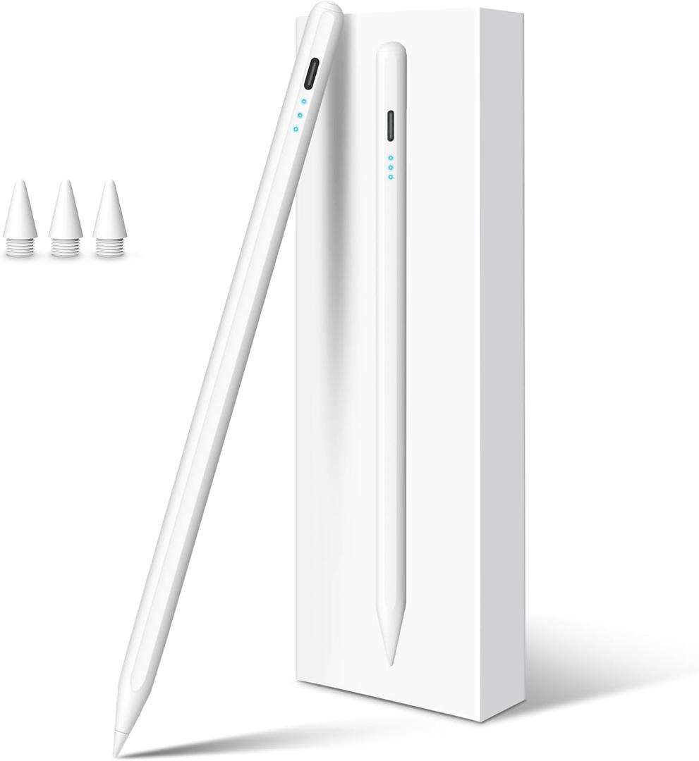 Stylus Pen for iPad Pencil 10th Generation, 3X Fast Charge Apple Pencil with Palm Rejection & Tilt Sensitivity, Compatible for 2018-2025 iPad 6/7/8/9/10/11, Pro 11"/12.9"/M4, Air 3/4/5/M2/M3, Mini 5/6 (White)