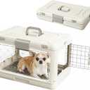 Hard Cat Carrier,Dog Crate for Small Dogs,Cat Kennel Clear,Foldable Dog Kennel with Urine Pad Mesh Grid,Ventilation & Hard Plastic Protection Transparent Pet Carrier 20" L,White