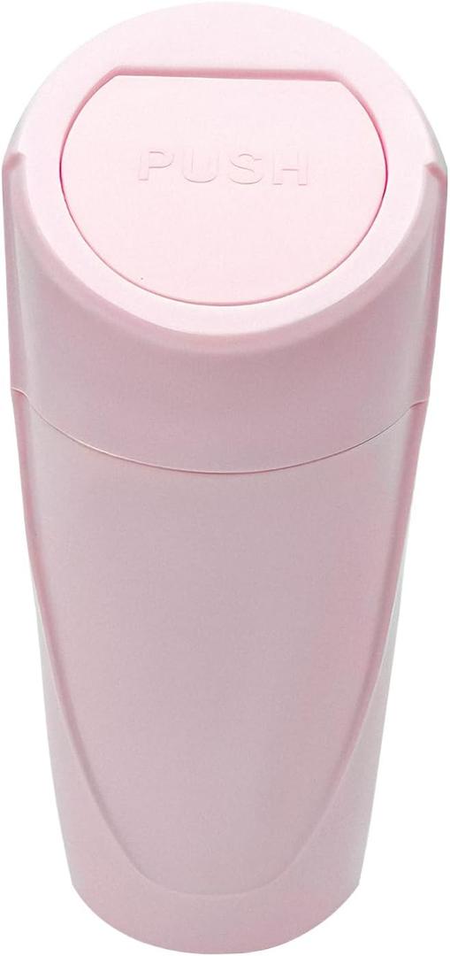Car Trash Can Bin with Lid, Leakproof Auto Cup Holder Garbage Bin Multipurpose Storage Organizer, Mini Portable Dustbin Side Door Garbage Can for Vehicle Home Office (Pink)