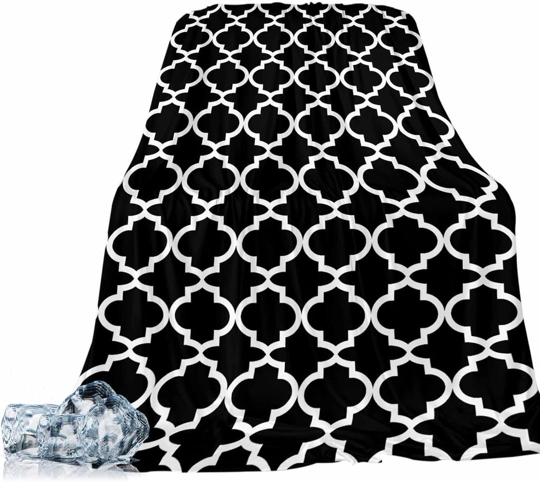 Country Cozy Cooling Blanket, Morocco Style Black Soft All Season Lightweight Summer Home Decor Blanket for Bed Couch Sofa Chair Travel, 60 x 80 Inch
