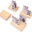 Playing Card Holders for Adults, Set of 4, Playing Cards Holders Organizer for Adults Seniors Kids Wooden Card Holder Playing Card Holder for Kids (Wood)