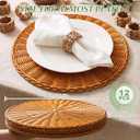12 Pcs Round Rattan Placemats,Boho Charger Plates for Dining Table, 11.8 inches