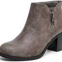 Luoika Women's Wide Width Ankle Boots, Chunky Heel Side Zipper Extra Wide Short Booties. size 8