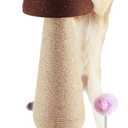 Mushroom Cat Scratching Post with Interactive Ball Track Spring Ball Cat Toys, 21.2" Cat Jute Scratcher Tree for Indoor Cats, Brown
