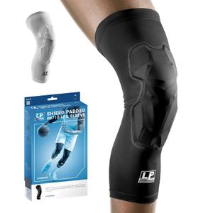 LP SUPPORT IM710 Shield Padded Leg Compression Sleeve, Ergonomic Knee Pad Support for Basketball, Volleyball, Running, Gym Workouts, Breathable Elastic Fabric for Men & Women (Black, M, 1-Pcs)