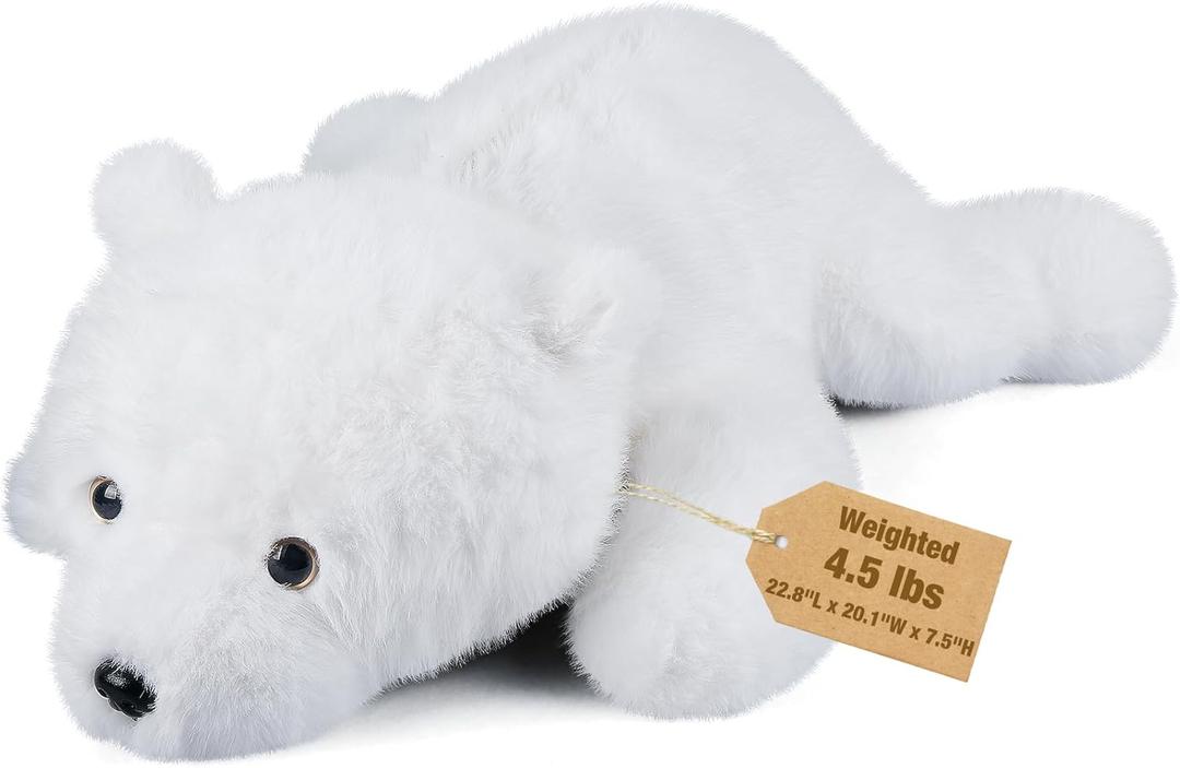 23" & 4.5 lbs Polar Bear Weighted Stuffed Animals, Cuddly & Soft Kids' Plush Toy Pillows for Companion, Large Plushies with Removable Ceramsite Bag, Gifts for Adults, Kids, Boys and Girls