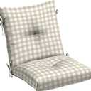 Arden Plush Modern Tufted Polyfill Dining Chair Cushion, 21 x 40, Arden x Alexandra Kay Collection, Water Repellent, Fade Resistant, The Coffee Girl Gingham